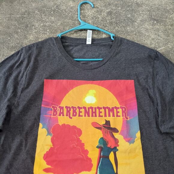 Barbenheimer T Shirt Mens XL Gray Short Sleeve Barbie Oppenheimer Meme Cinema - Picture 2 of 7